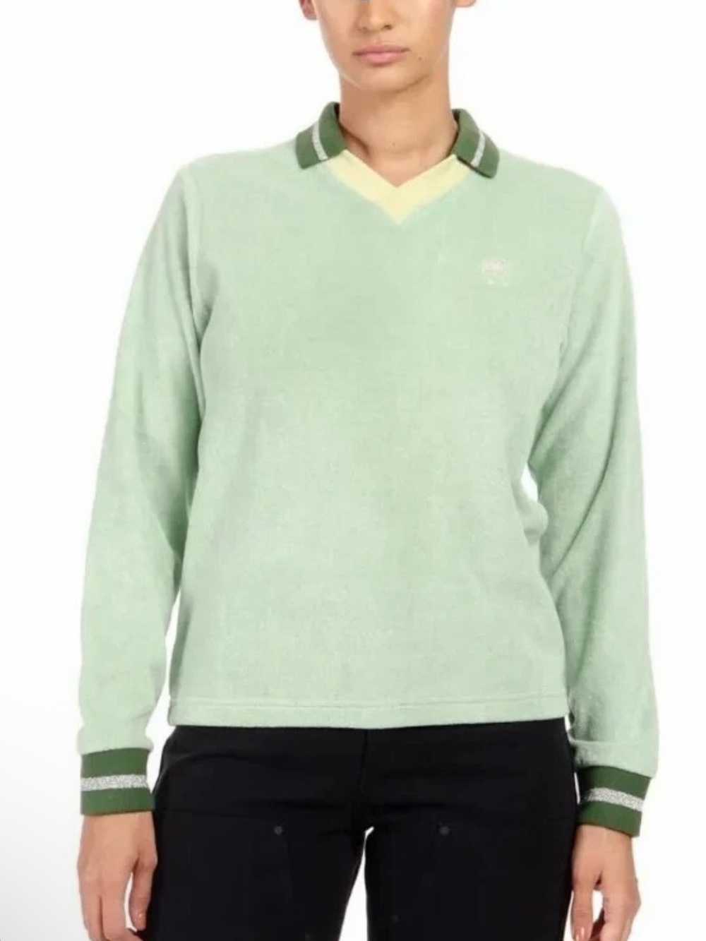 Brain Dead Women’s Split Neck Terry Long Sleeve Mint Top Size Small NWT